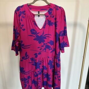 Amazon Pink and Purple Floral Midi Dress